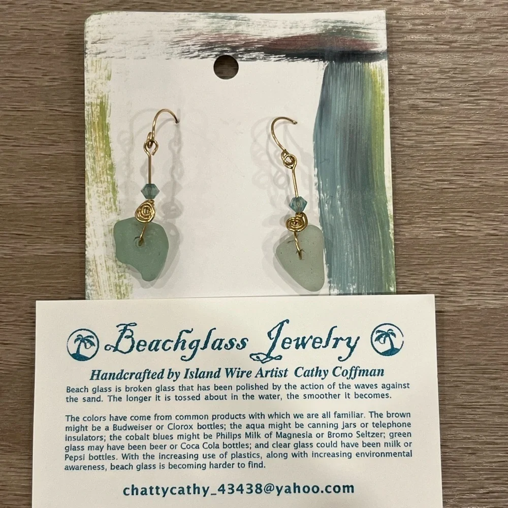 New!!Real Beachglass Earrings HANDMADE ONE OF A KIND